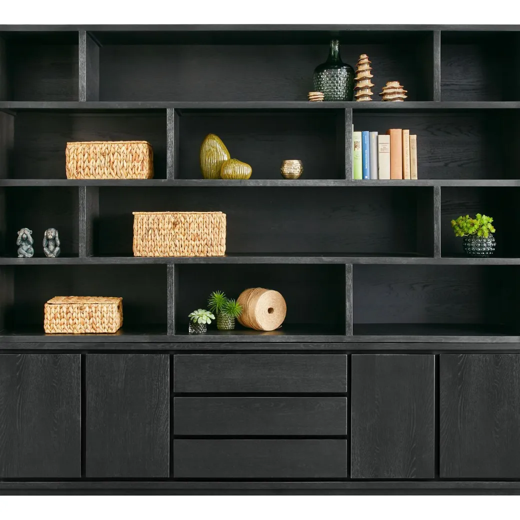 Sale Pronto Wonen Wandmeubel Lavio eiken 242 cm zwart