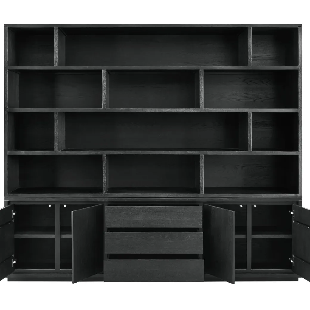 Sale Pronto Wonen Wandmeubel Lavio eiken 242 cm zwart