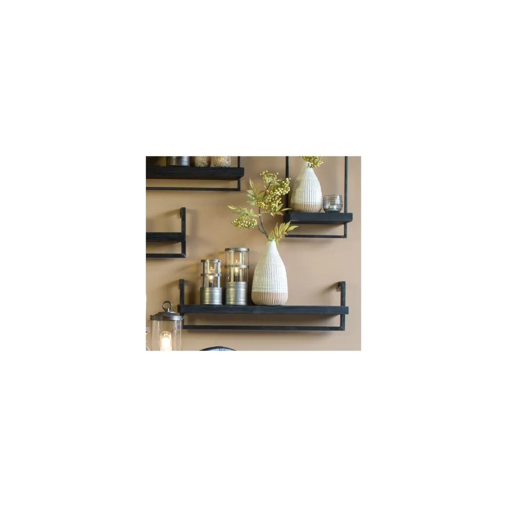 Hot Pronto Wonen Wandplank Pardal hout metaal 24x100 cm zwart